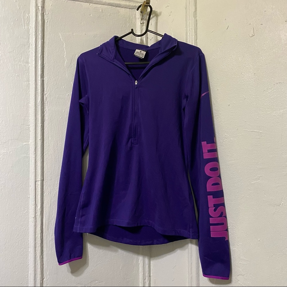 Nike Pro Dri Fit Athletic Jacket. Just Do It down the left sleeve.